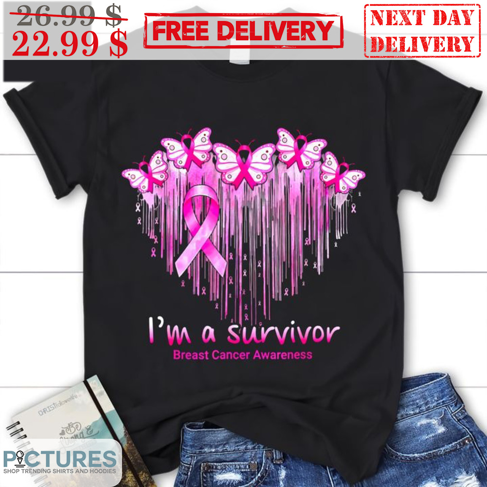 Butterfly Heart I'm A Survivor Breast Cancer Awareness Shirt