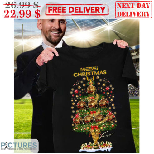 Messi Christmas 8 Golden Balls Tree Pine Shirt