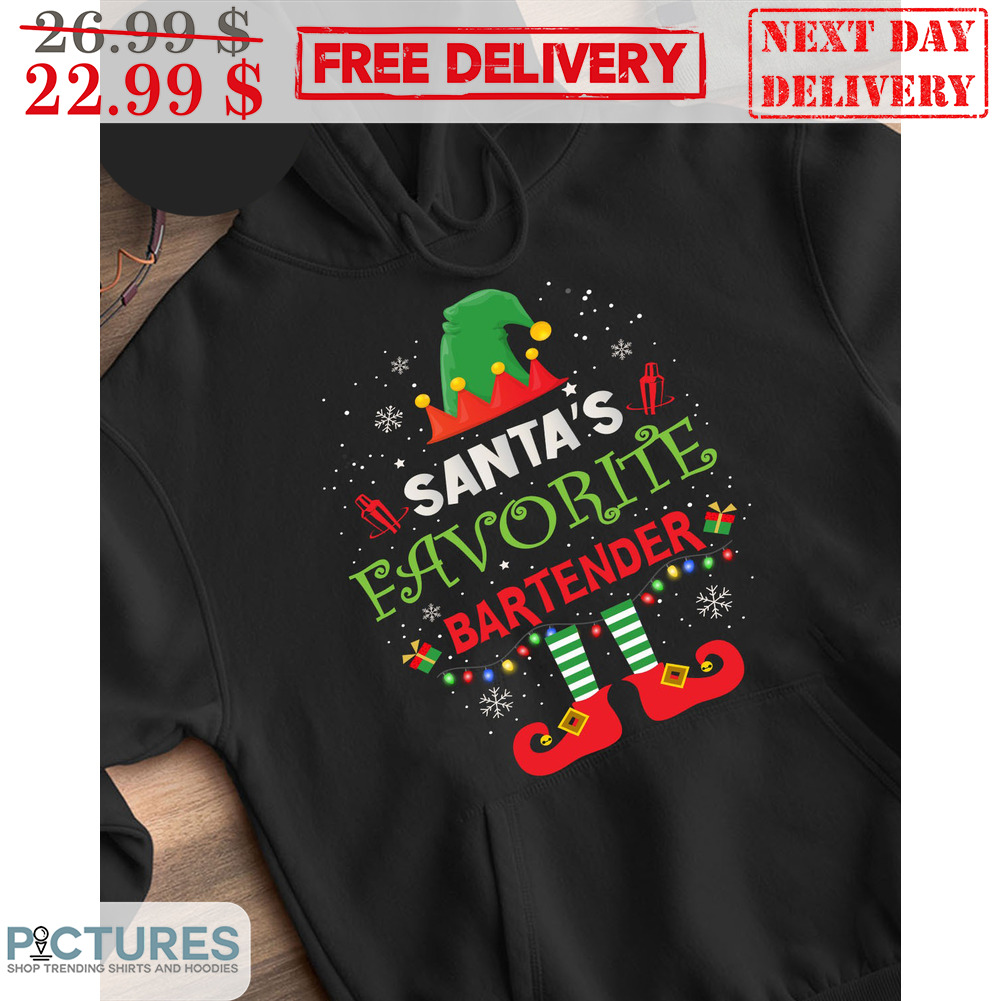 ELF Santa's Favorite Bartender Merry Christmas Shirt