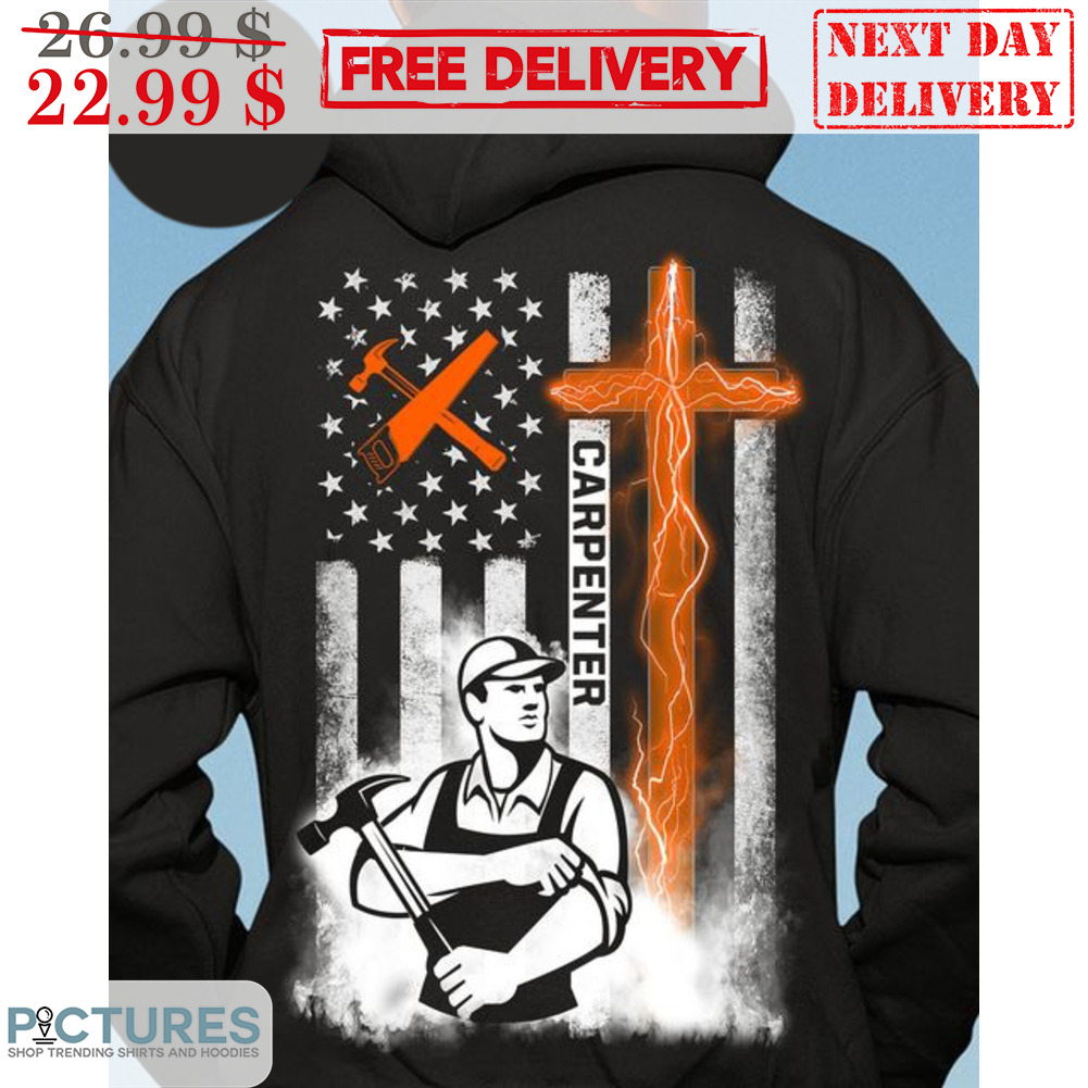 Carpenter American Flag Cross Lightning Christian Shirt