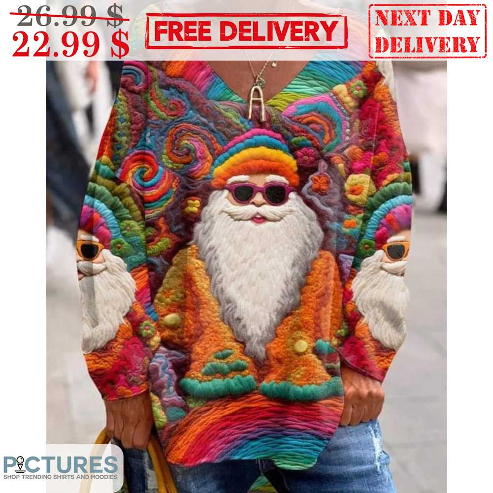 Santa Claus Smile Multicolor Merry Christmas 3D Ugly Shirt