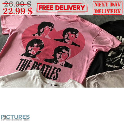 The Beatles Team Pink Heart Shirt