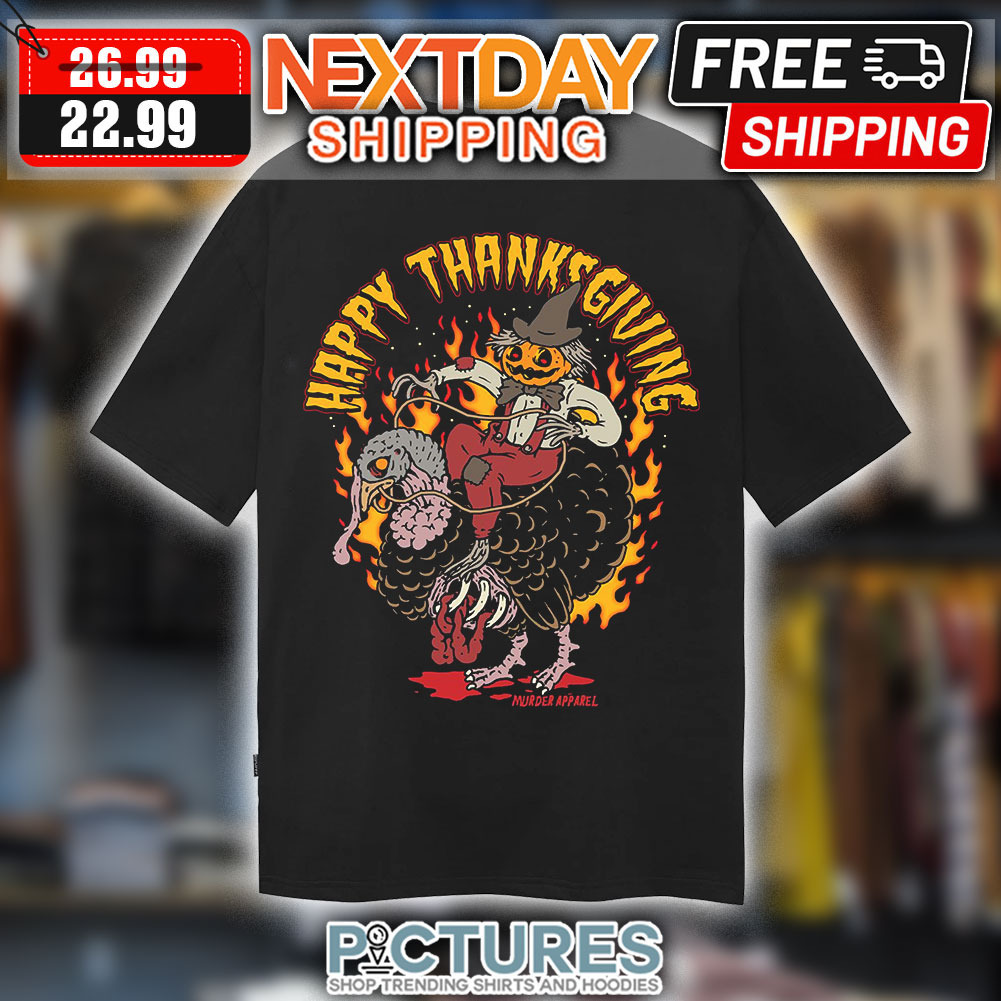 Headless Horseman Ride Turkey Happy Thanksgiving Fire Shirt