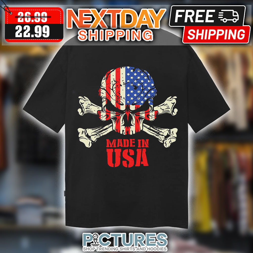 Skull Made In USA American Flag Shirt