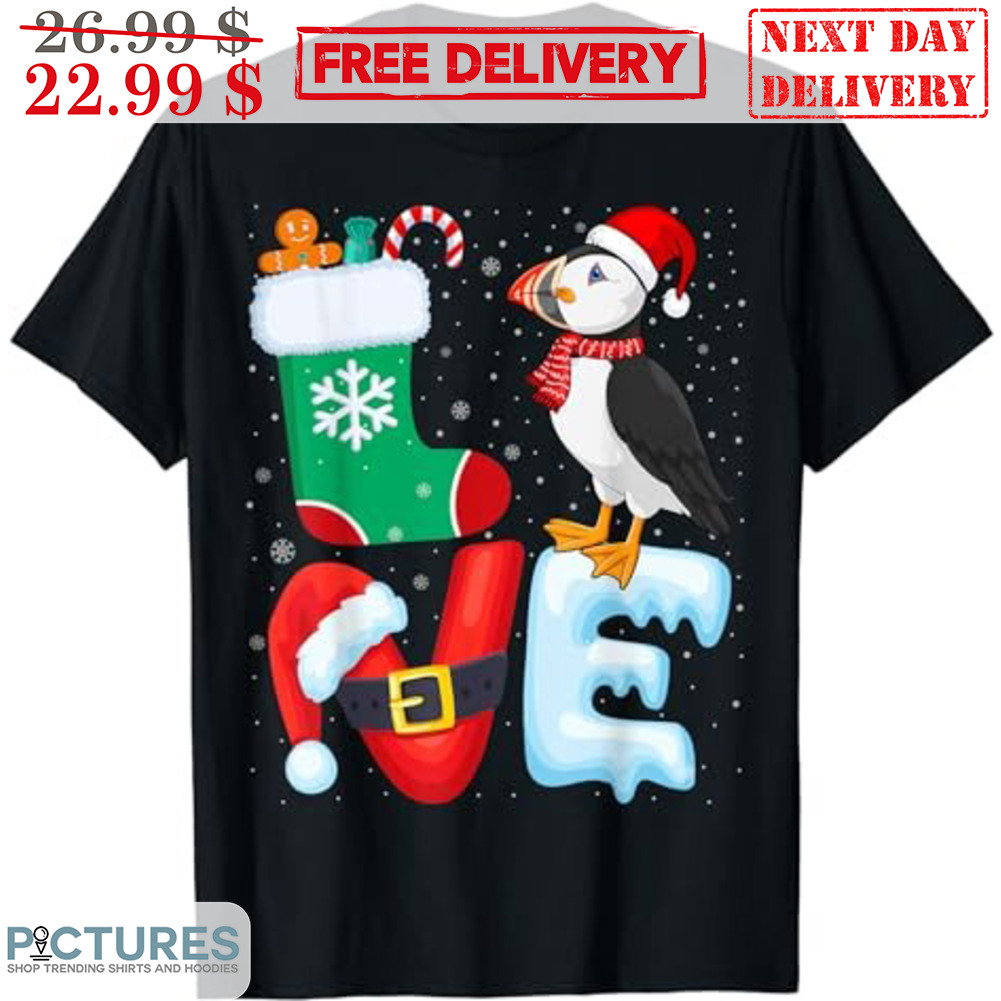Puffins Santa Hat Socks Snow Christmas Shirt