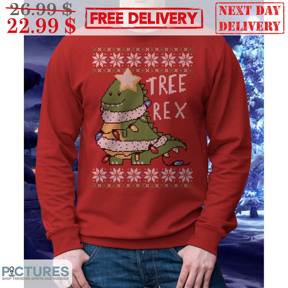 T-Rex Tree Rex Cute Light Christmas Ugly Shirt