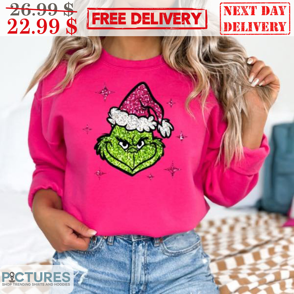 Punchy Pink Grinch Face Merry Christmas Shirt