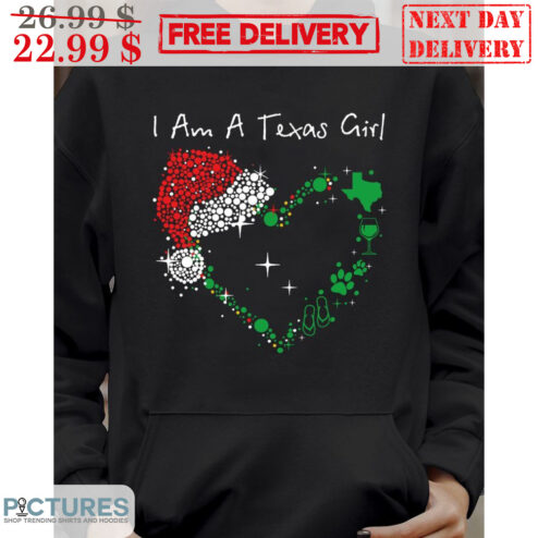 Heart I Am A Texas Girl Merry Christmas Shirt