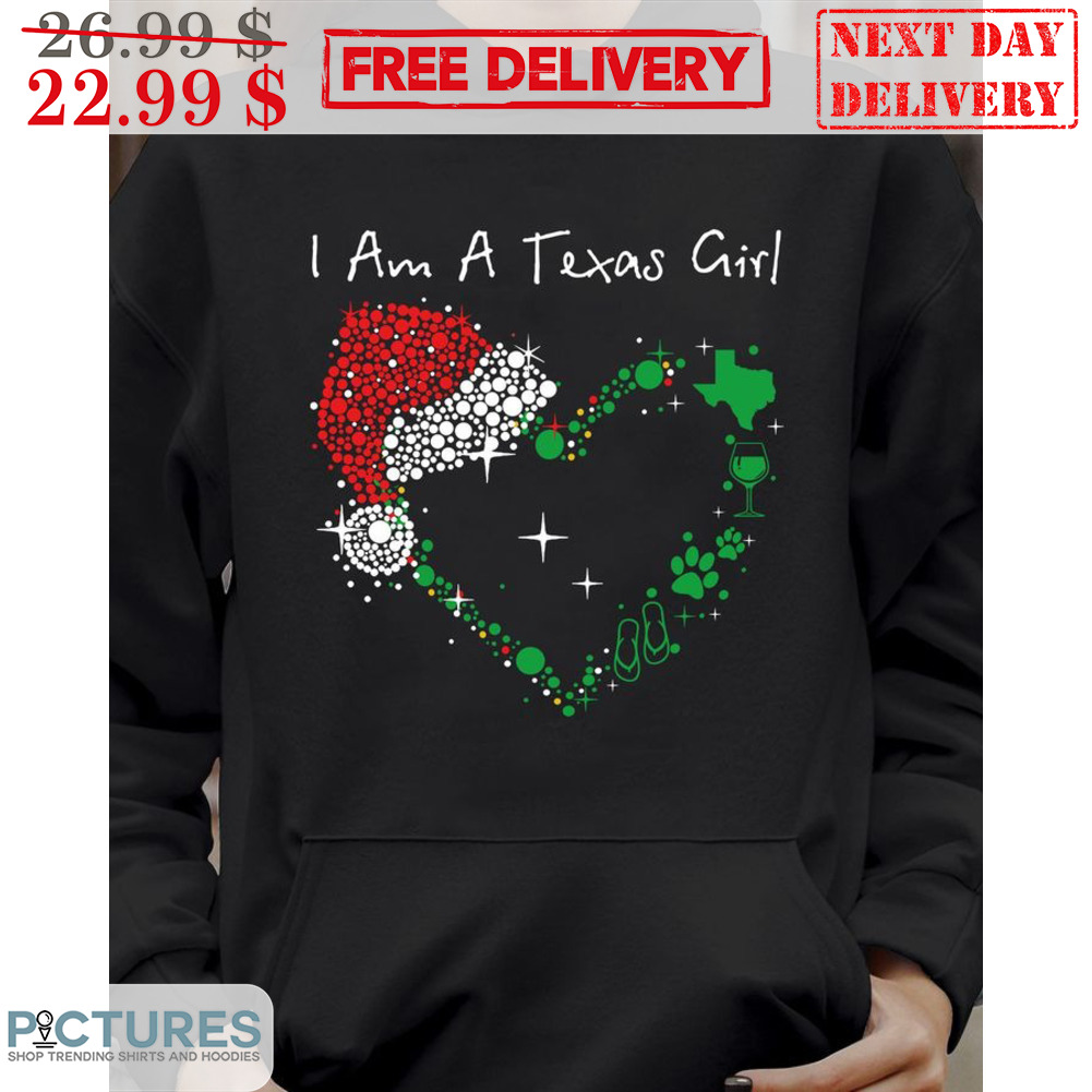 Heart I Am A Texas Girl Merry Christmas Shirt