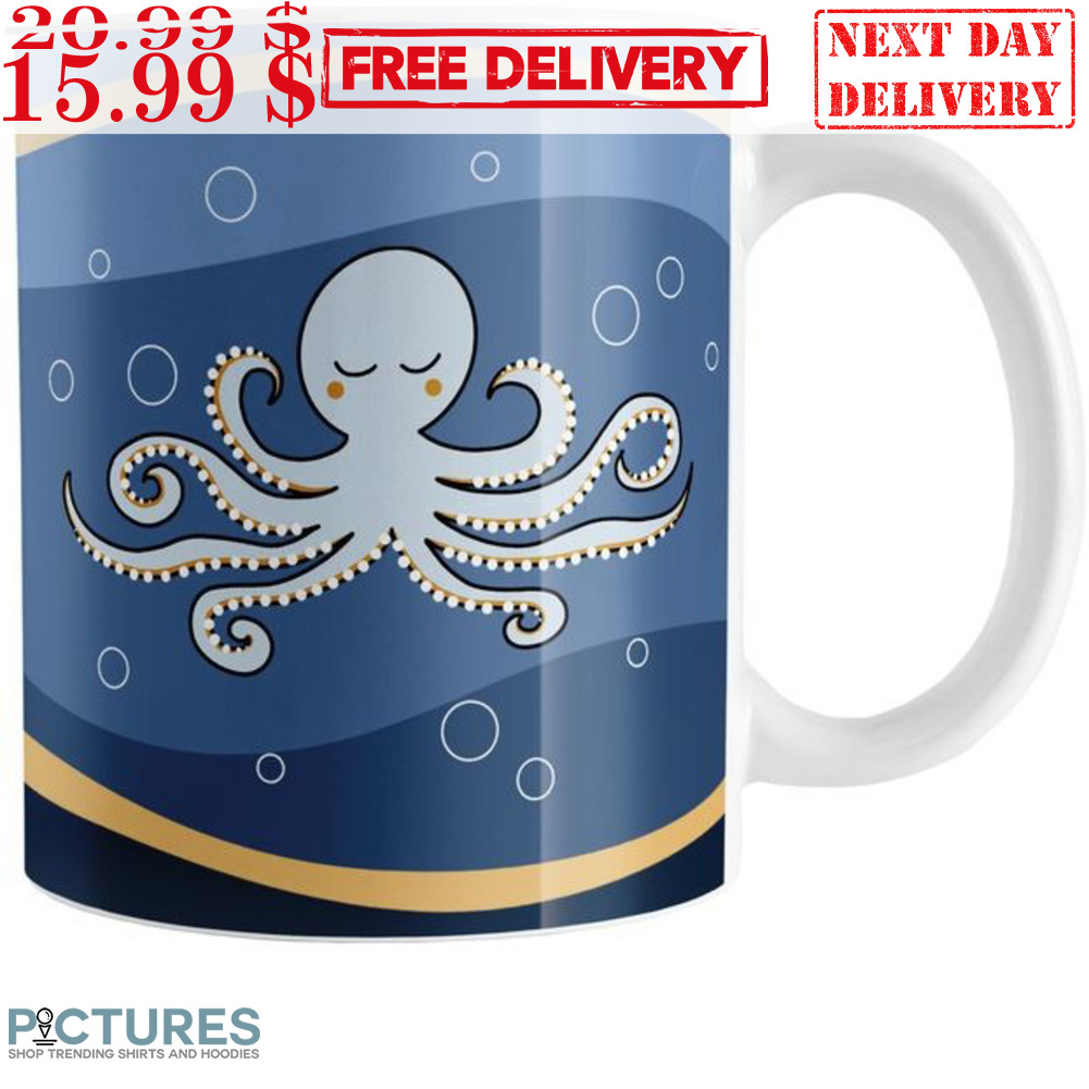 Wavy Blue Octopus Cute Mug