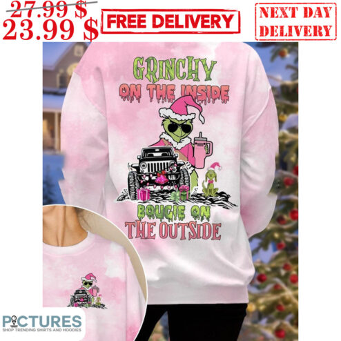 Grinch Truck Grinchy On The Inside Bougie On The Outside Christmas Shirt