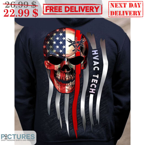 Skull Hvac Tech American Flag Shirt