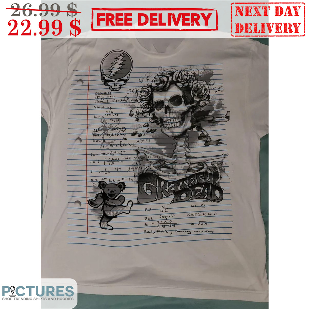 Liquid Blue Grateful Dead Doodle Notebook Paper Drawing Shirt