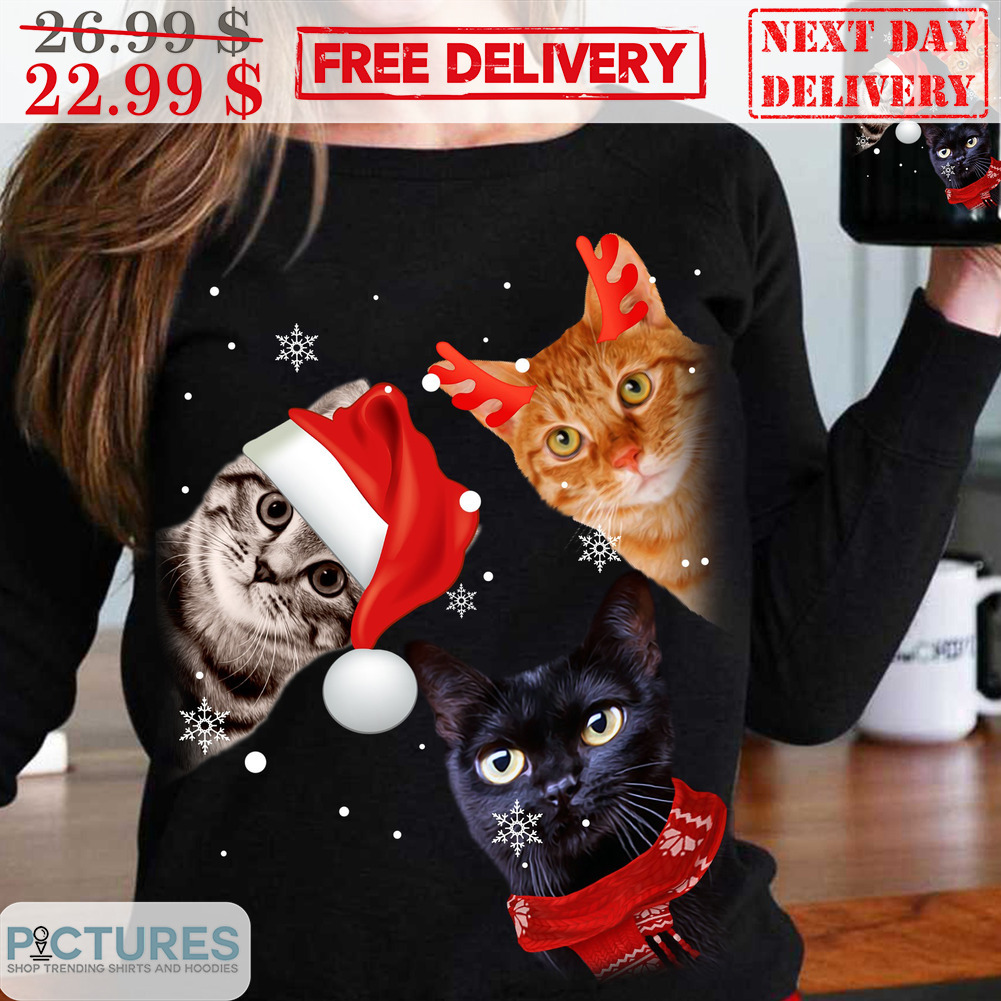Cat Xmas Look At You Cute Christmas Shirt