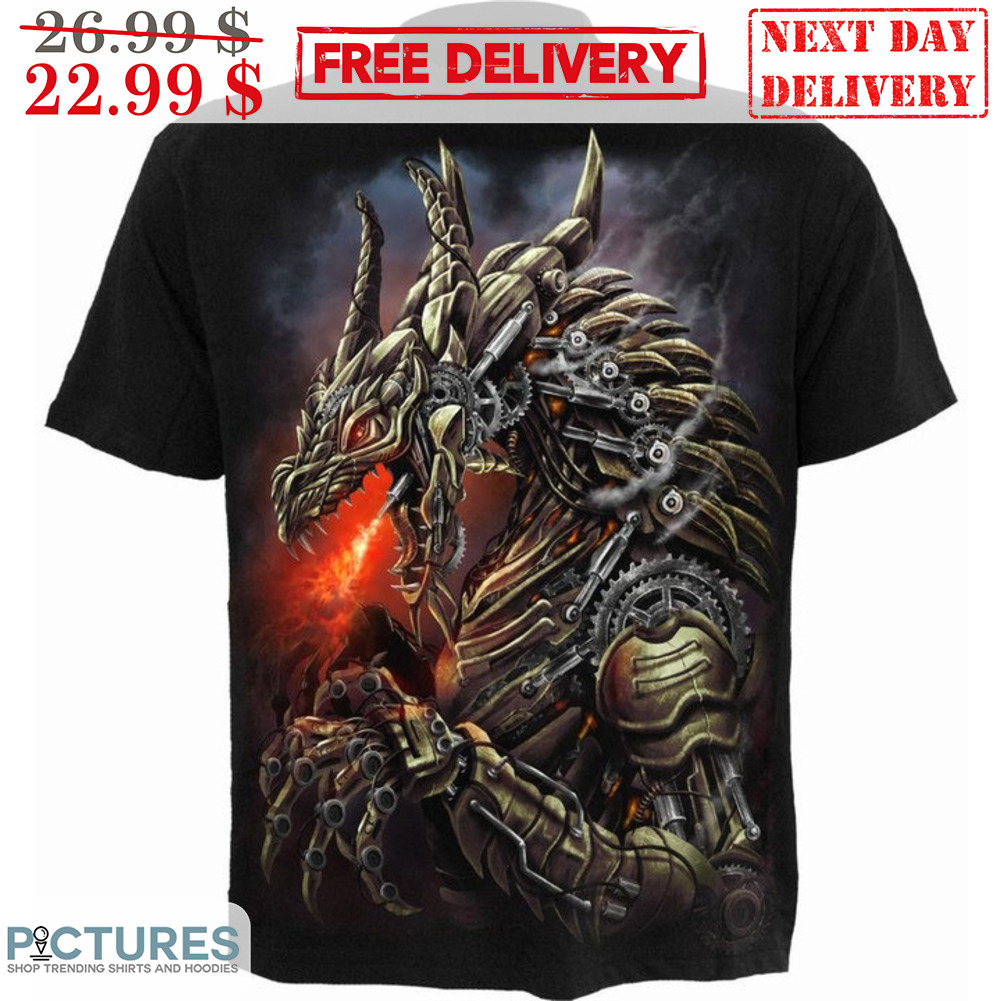 Fire-Breathing Mechanical Dragon Graphic Shirt