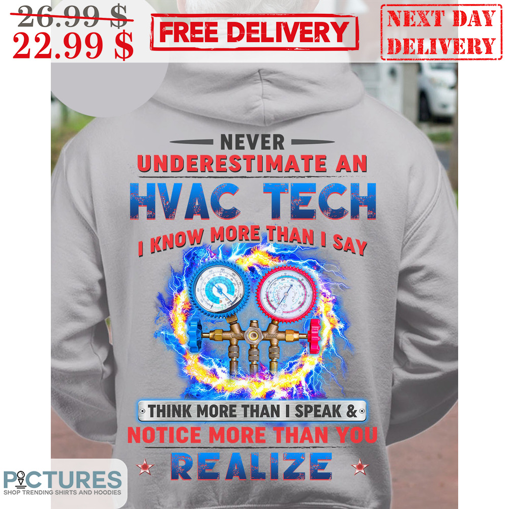 Never Underestimate An Hvac Tech I Know More Than I Say Think More Than I Speak And Notice More Than You Realize Shirt