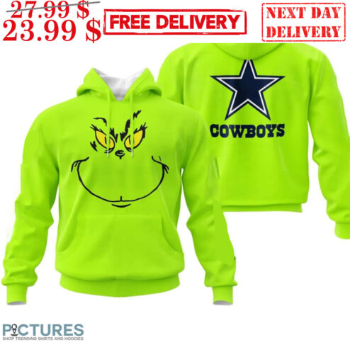 Grinch Face Dallas Cowboys NFL Christmas Shirt