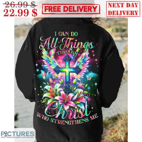 I Can Do All Things Through Christ Who Strengthens Me Flower Cross Shirt