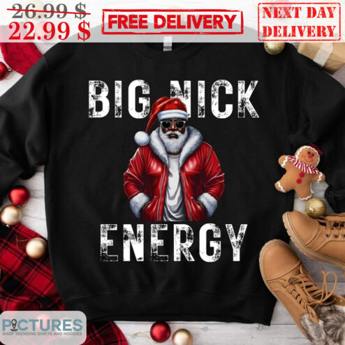 Black Santa Big Nick Energy Vintage Christmas Shirt