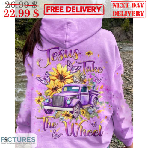 Jesus Take The Wheel Truck Sunflower Butterfly Shirt