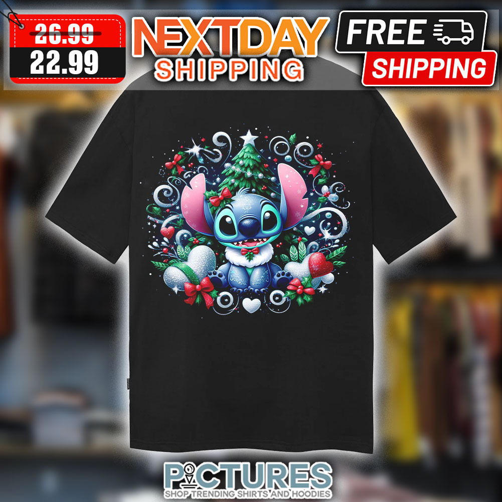 Stitch Cute Pine Tree Merry Christmas Shirt