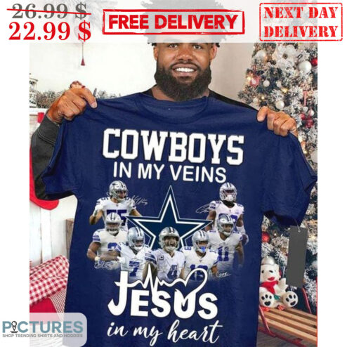 Dallas Cowboys In My Veins Jesus In My Heart Signature Shirt