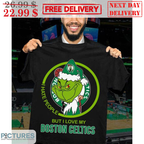 Grinch I Hate People But I Love My Boston Celtics Chrismtas Shirt