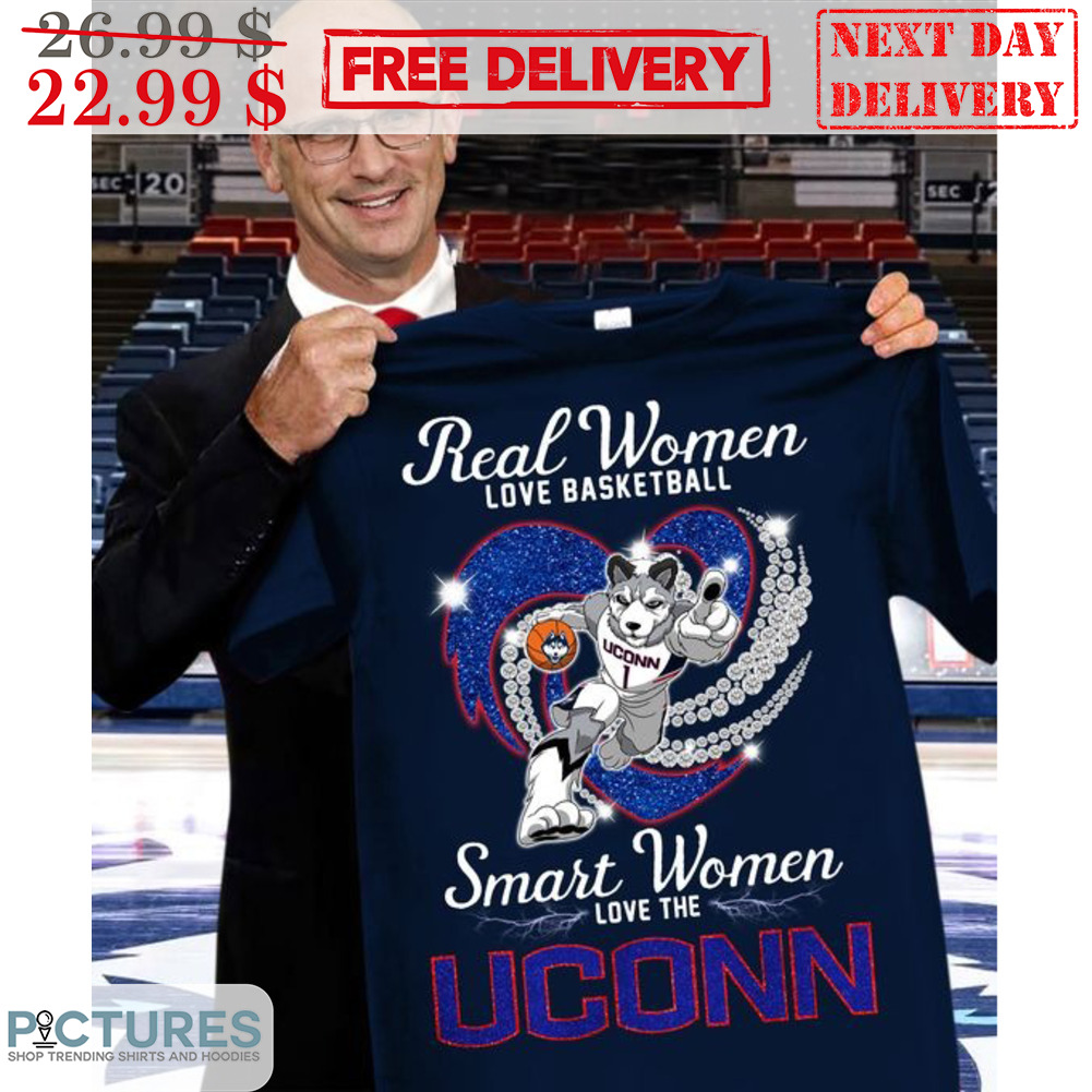 Real Women Love Basketball Smart Women Love The UCONN Diamond Heart Shirt