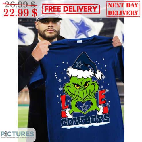 Santa Grinch Love Dallas Cowboys NFL Christmas Shirt
