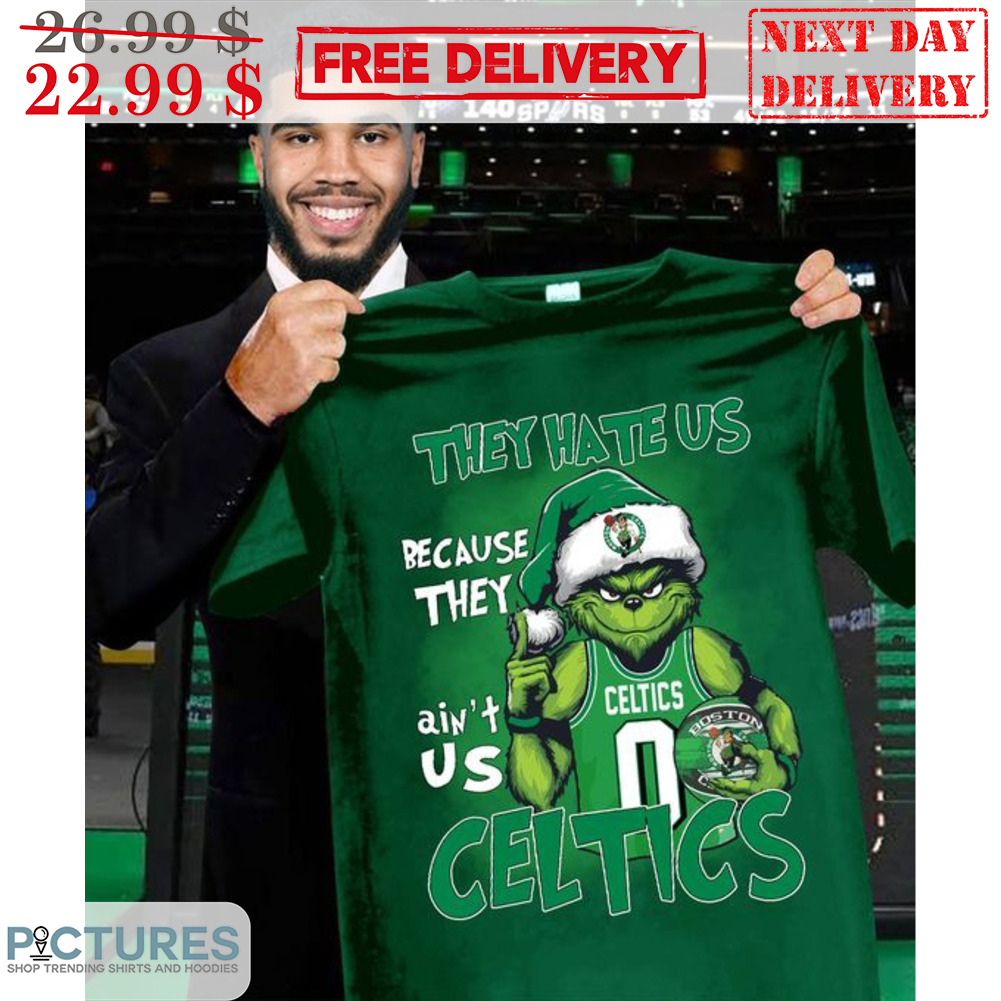 Santa Grinch They Hate Us Because They Ain't Us Celtics Shirt