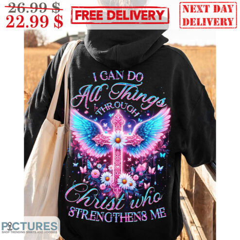I Can Do All Things Through Christ Who Strengthens Me Cross Wings Daisy Shirt