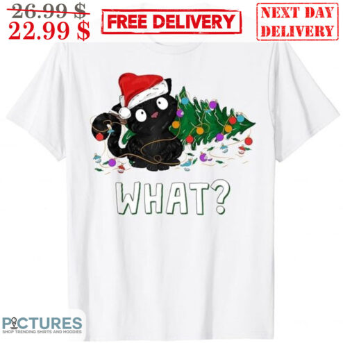 Black Cat What Pine Tree Christmas Shirt