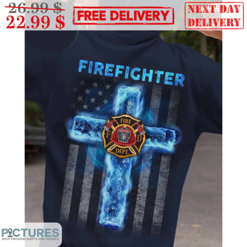 Pround Firefighter Cross American Flag Vintage Shirt