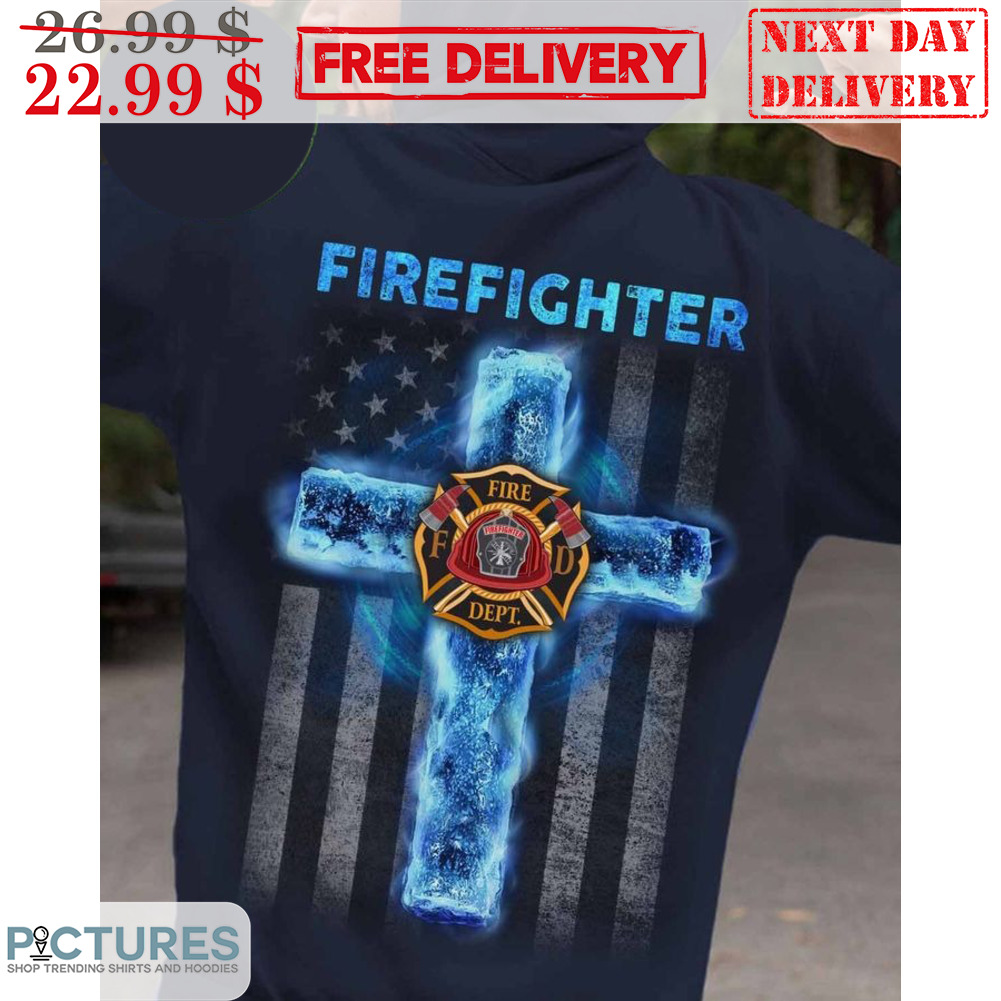 Pround Firefighter Cross American Flag Vintage Shirt