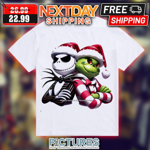 Jack Skellington Santa And Grinch Christmas Shirt