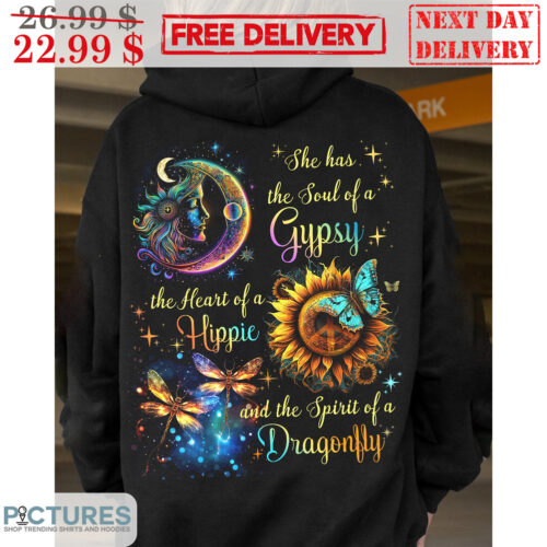 She Has The Soul Of A Gypsy The Heart Of A Hippie And The Spirit Of A Dragonfly Sunflower Shirt