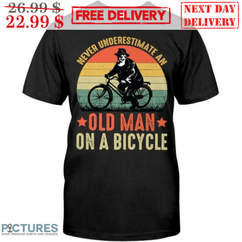 Never Underestimate An Old Man On A Bicycle Vintage Shirt