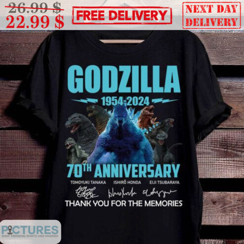 Godzilla 1954-2024 70th Anniversary Signature Thank You For The Memories Shirt