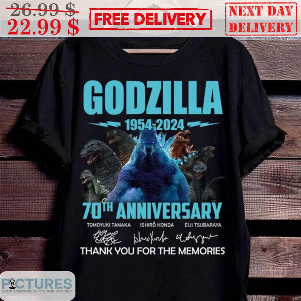 Godzilla 1954-2024 70th Anniversary Signature Thank You For The Memories Shirt