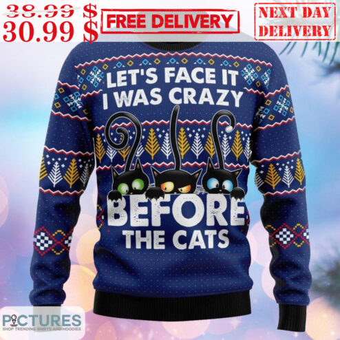 Black Cat Let's Face It I Was Crazy Before The Cats 3D Sweatshirt