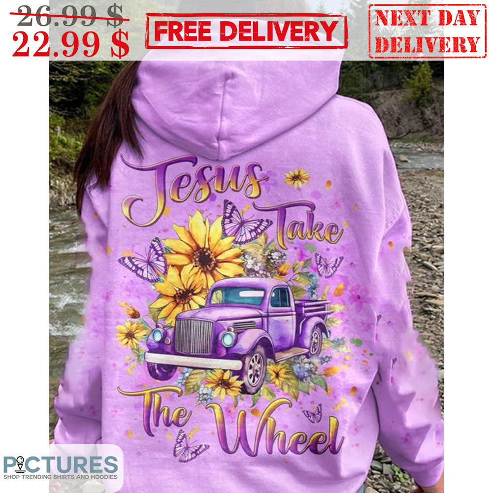 Jesus Take The Wheel Truck Sunflower Butterfly Shirt