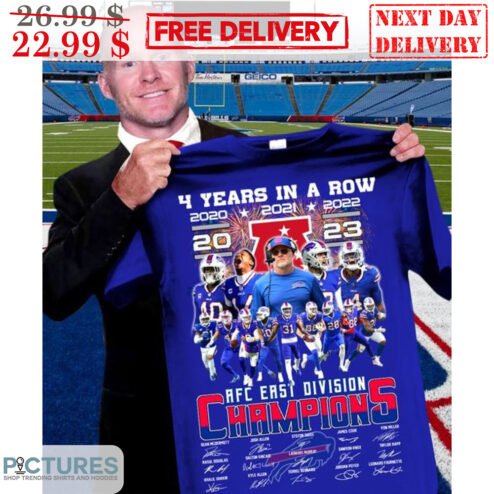 4 Years In A Row Buffalo Bills 2024 AFC East Division Champions Team Signature Shirt