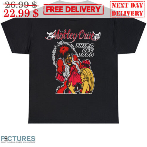 Motley Crue Band Third Leg 1990 Devil Shirt