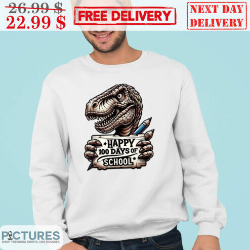 Dinosaur Happy 100 Days Of School Shirt