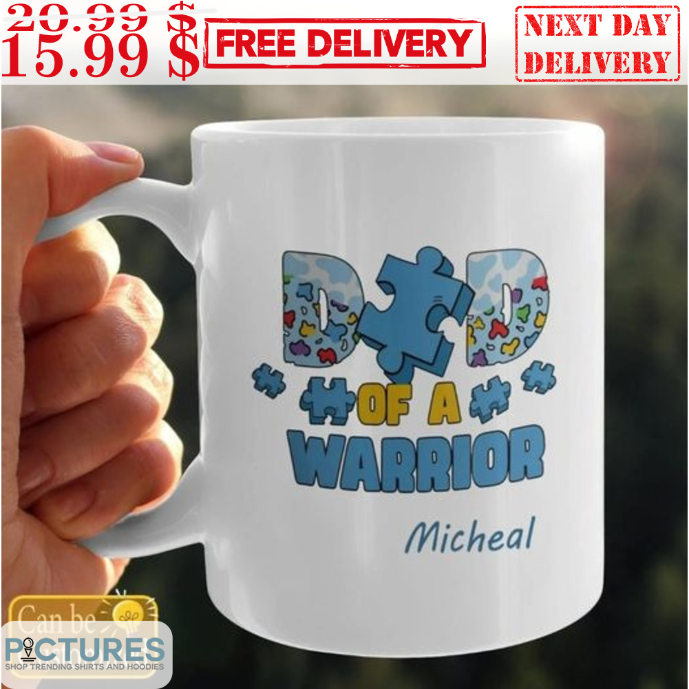 Puzzle Piece Dad Of A Warrior Mug