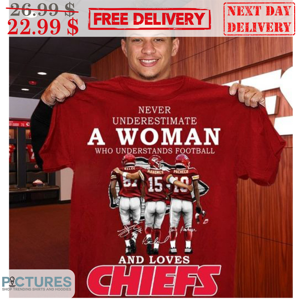 Never Underestimate A Woman Who Understands Football And Loves Kansas City Chiefs Signature NFL Super Bowl 2024 Shirt