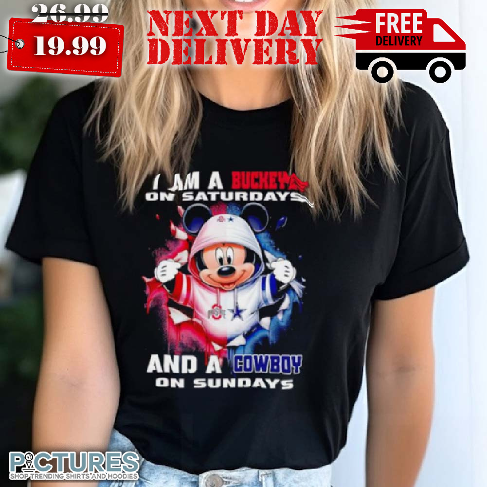 Mickey Mouse I am a Buckeye on Saturdays and a Cowboy on Sundays Disneys Shirt