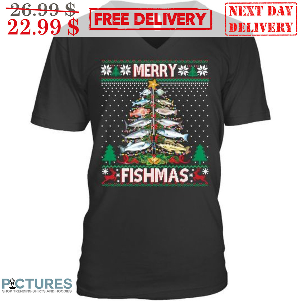 Pine Tree Merry Fishmas Ugly Shirt