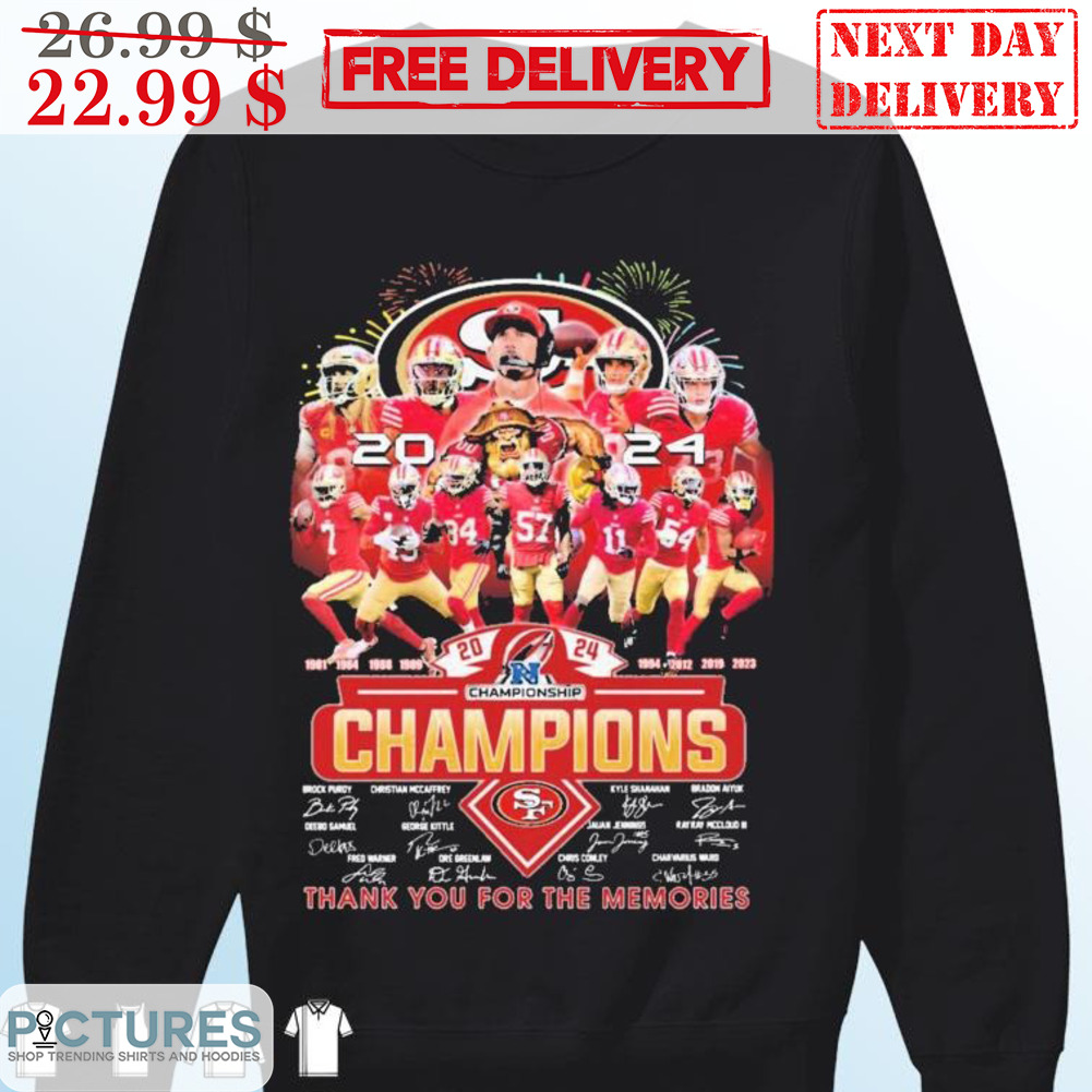 San Francisco 49ers Championship Signature Team Champions Thank You For The Memories Super Bowl 2024 Shirt