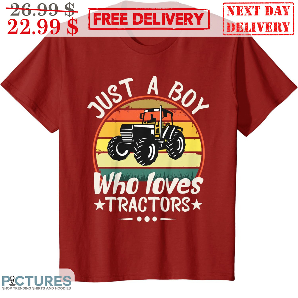 Just A Boy Who Loves Tractors Vintage Retro Shirt